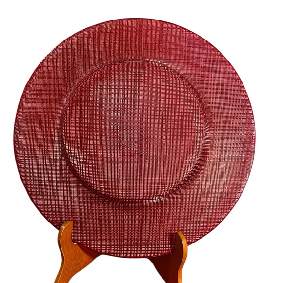 Set of 4 Villeroy & Boch Sparkle Vibrant Ruby Red 13.5” Glass Charger Plates - Picture 7 of 10